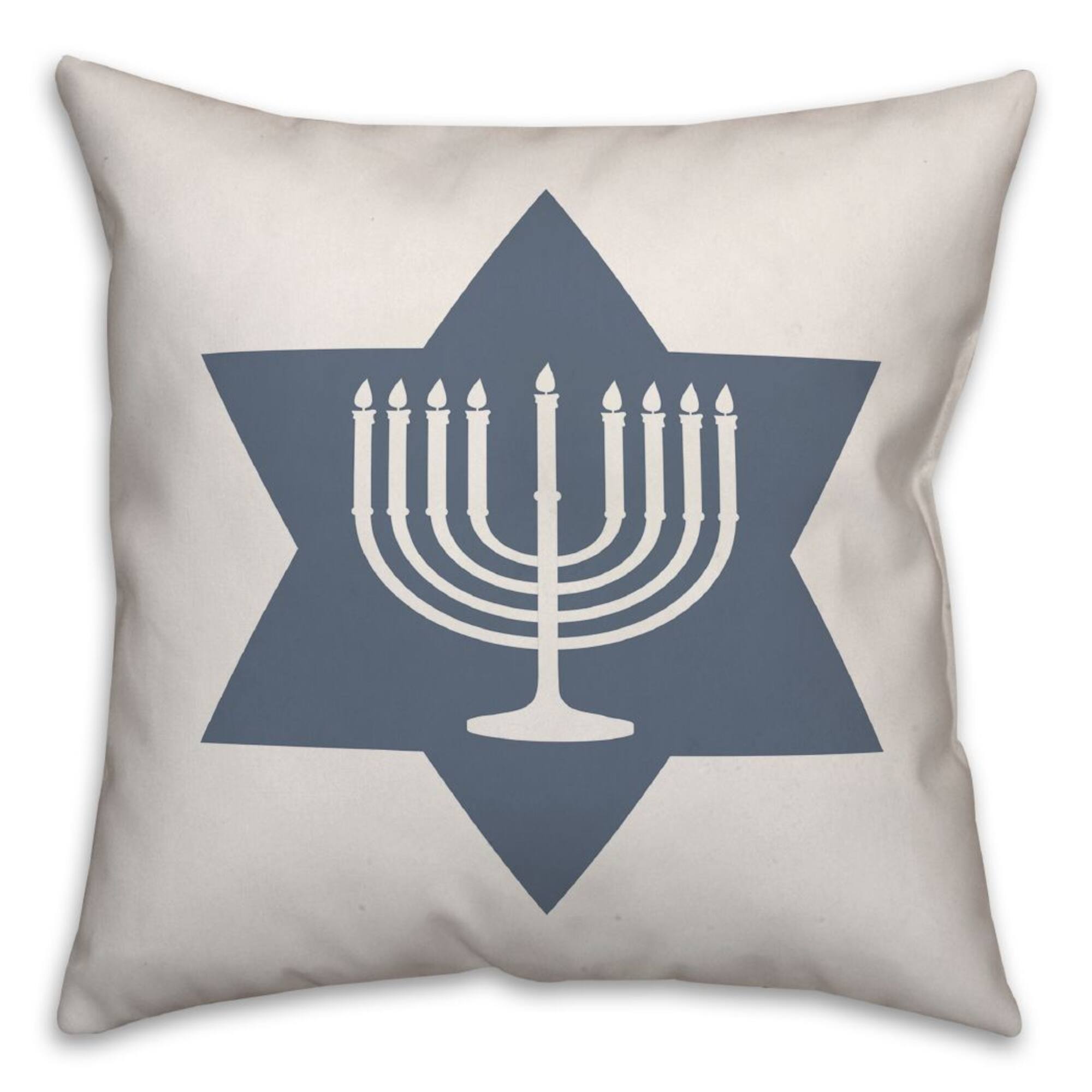 Simple Star of David Menorah 18x18 Spun Poly Pillow